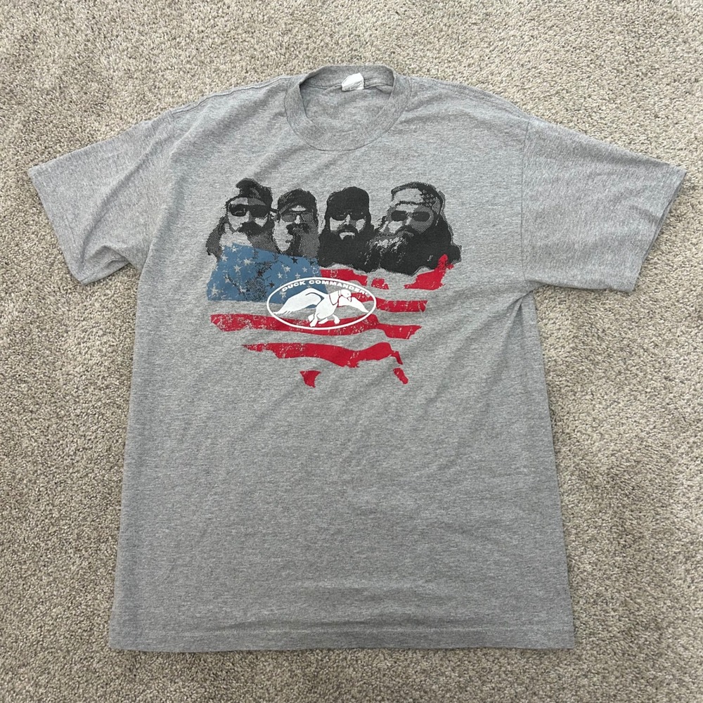 Duck Commander T Shirt Large Gray Duck Dynasty USA Flag Graphic Tee Alstyle